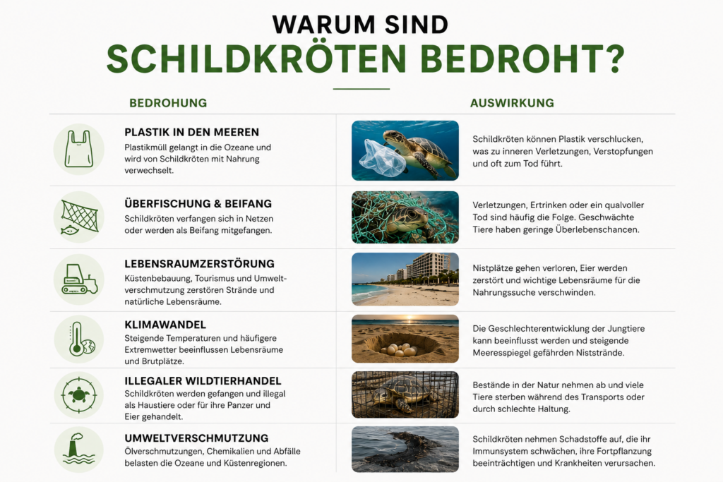 Infografik zur Bedrohung von Schildkröten