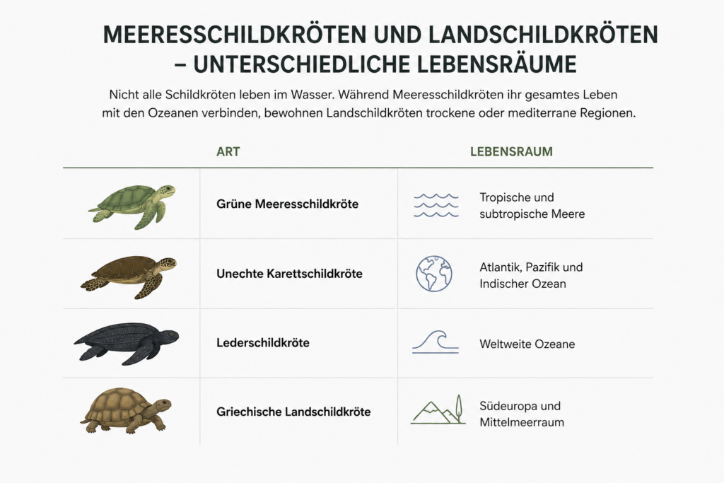 Infografik zu Lebensräumen von Schildkröten