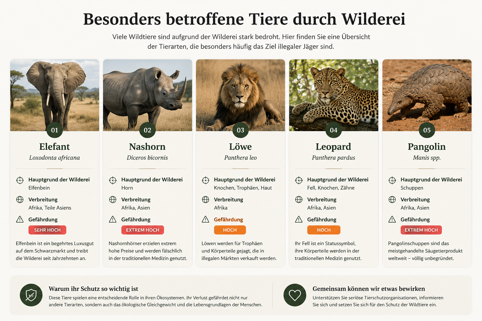 Infografik zu bedrohten Wildtieren
